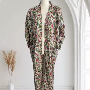 AMRANIS Botanical Print Caftan Robe One Size